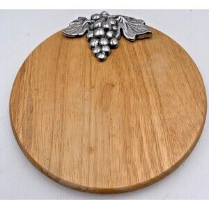 Winsome Wood Beechwood Charcuterie Board Metal Grapevine Cheese Board 12" Round